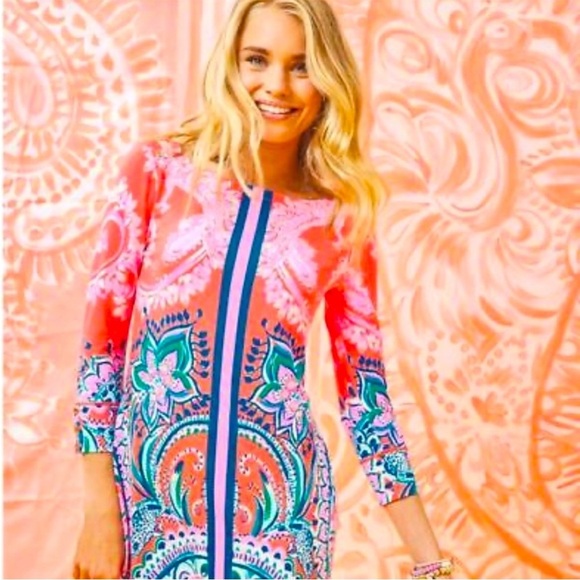 Lilly Pulitzer Tangerine Dream Orange Sophie UPF 50+ Boat Neck Dress Size xs - Picture 1 of 5